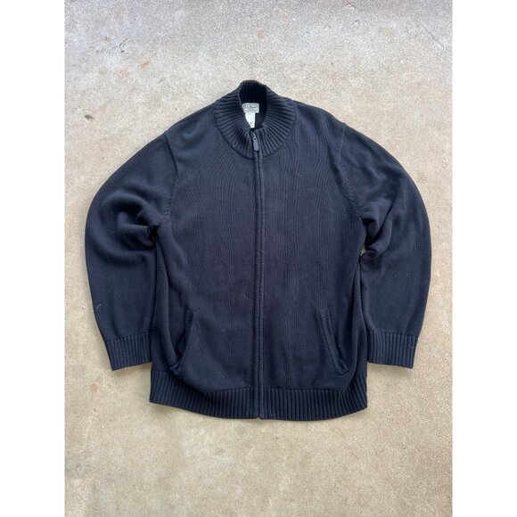 Vintage L.L. Bean Mens XL Black Full-Zip Cardigan Sweater With Pockets H3 - Picture 1 of 5